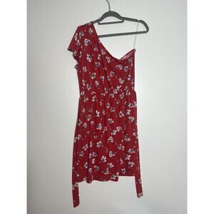Stitch Fix Kaileigh One Shoulder Ruffle Sleeves Floral Print Dress Size L NWOT